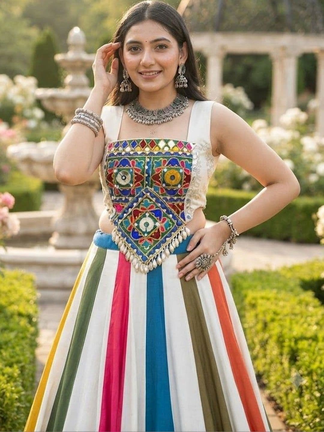 VASTRYN Embellished Mirror Work Ready to Wear Lehenga & Unstitched thumbnail 4