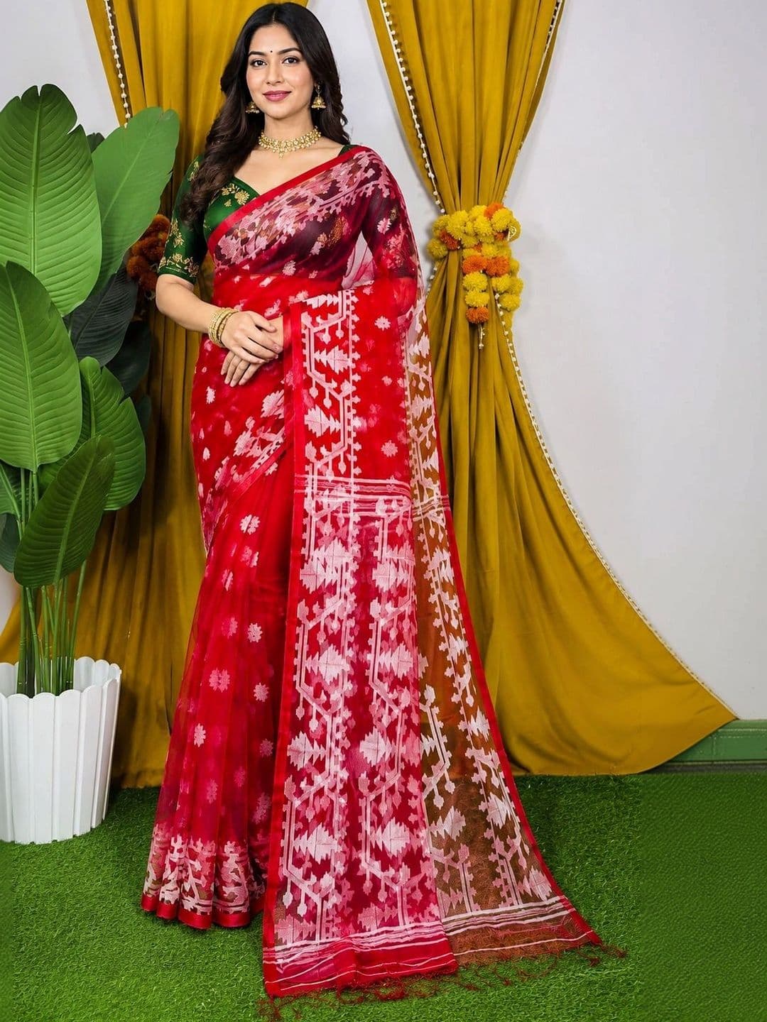 TANTSHREE Woven Design Pure Cotton Saree - view 1