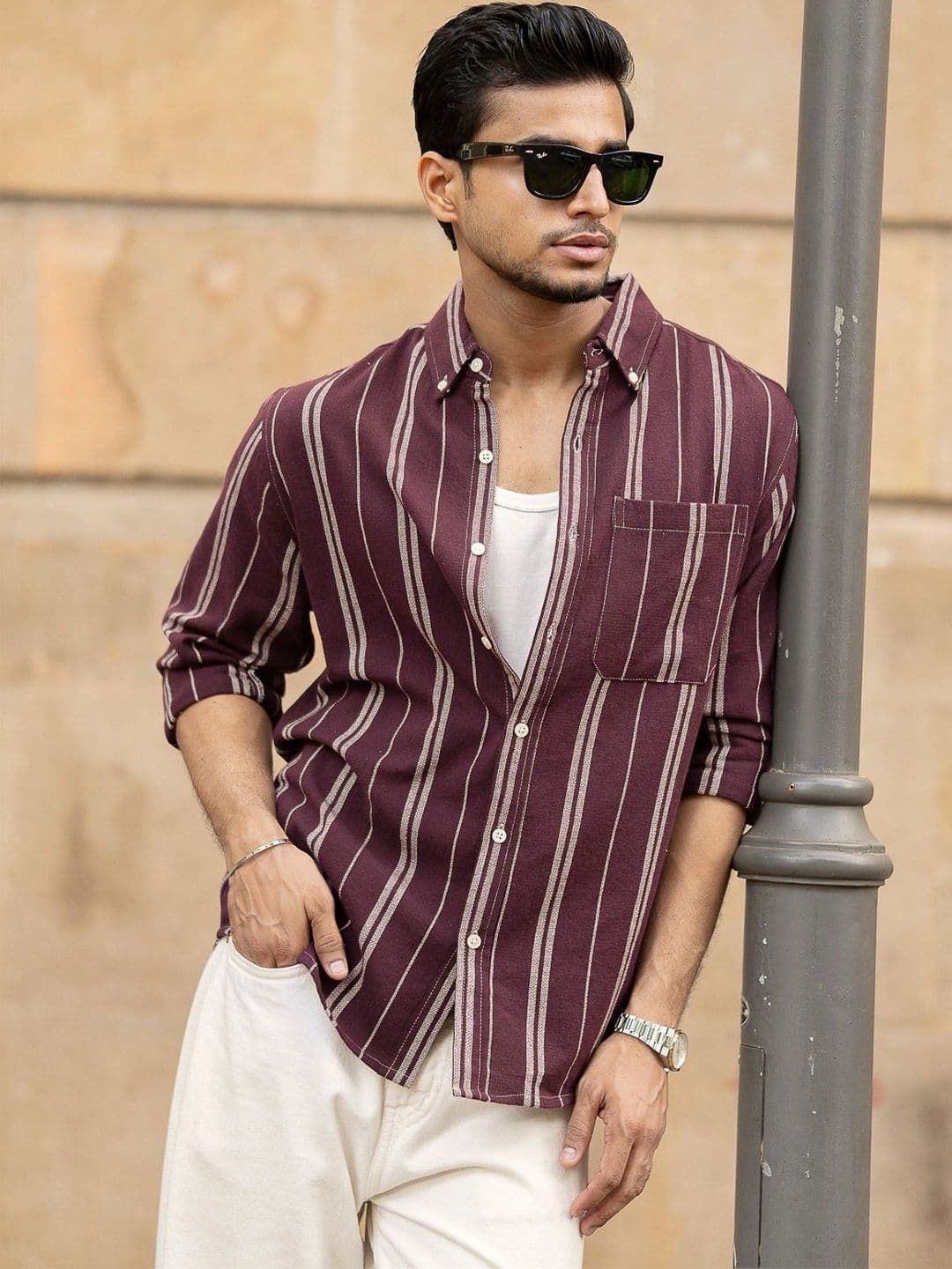 Powerlook Men Striped Spread Collar Cotton Casual Shirt - view 1
