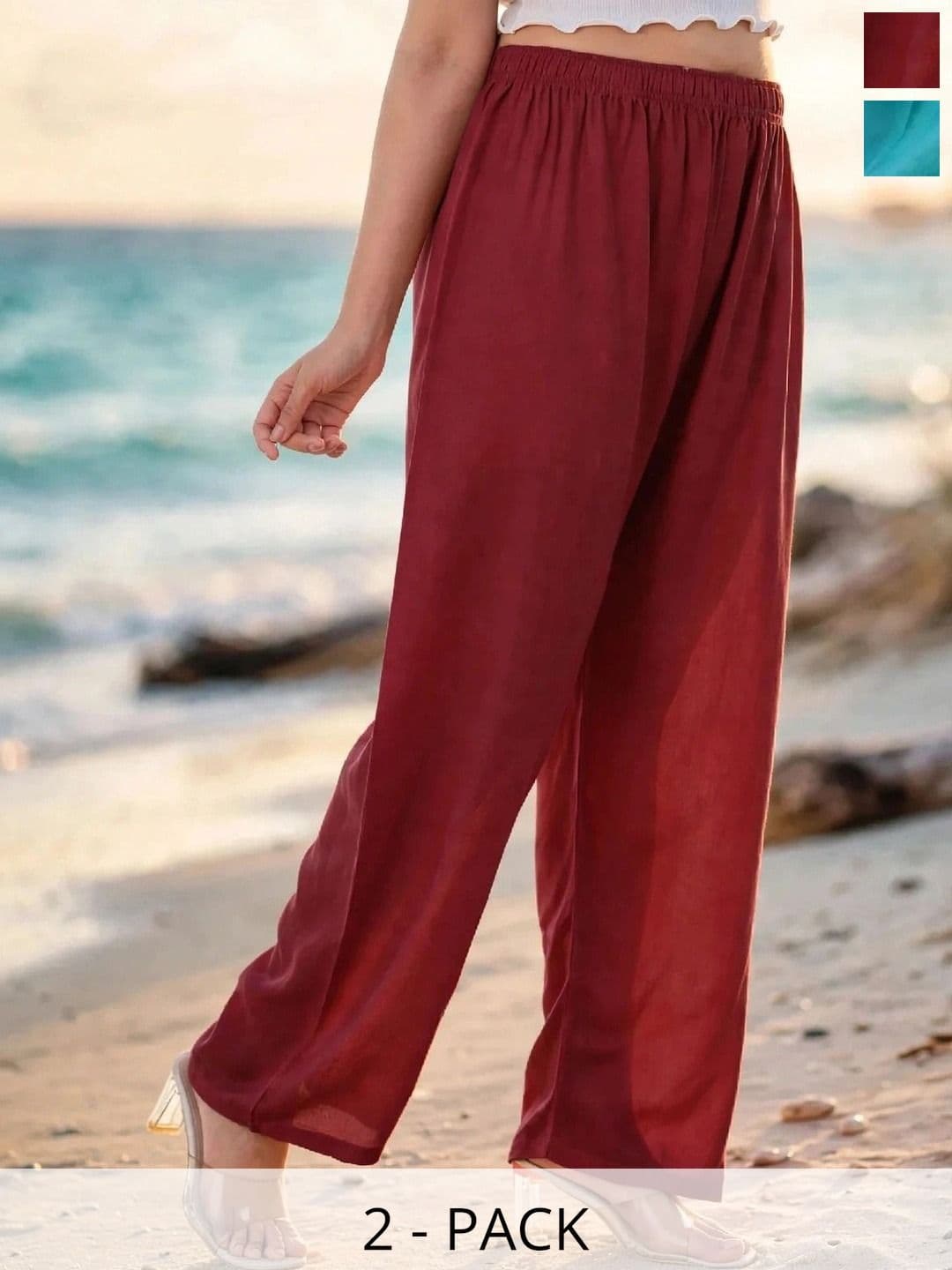 MICHAEL KOVLIN Women Pack of 2 Comfortable Trending Wide Leg Luxe Flared Palazzo - view 1