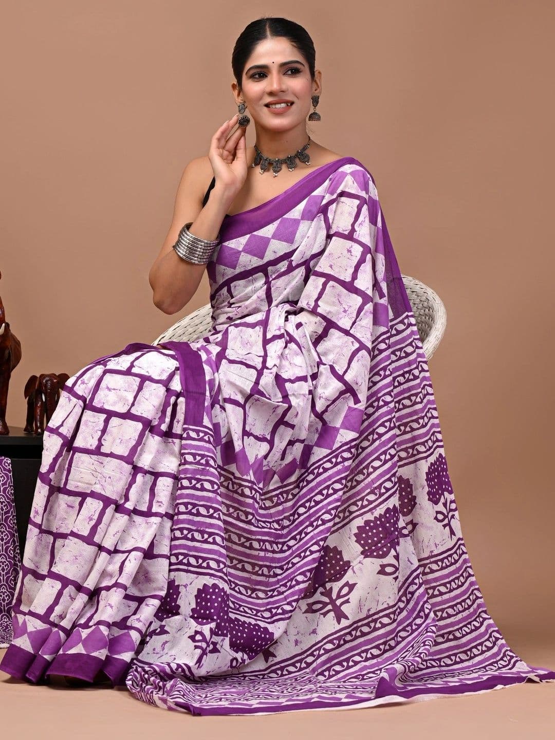 Anouk Batik Pure Cotton Block Print Saree thumbnail 2