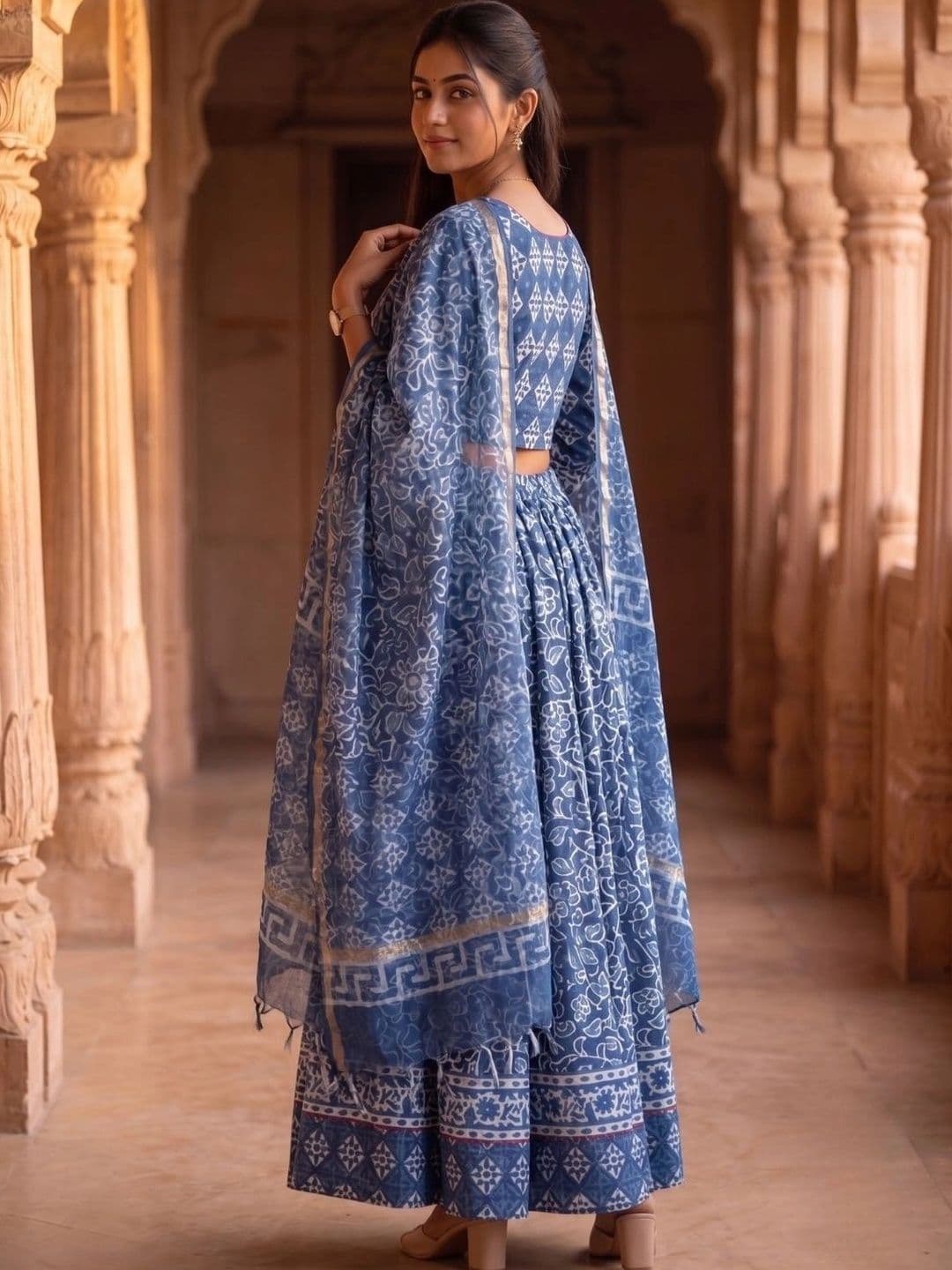 Avishya Printed Block Print Ready to Wear Lehenga & Blouse With Dupatta thumbnail 5