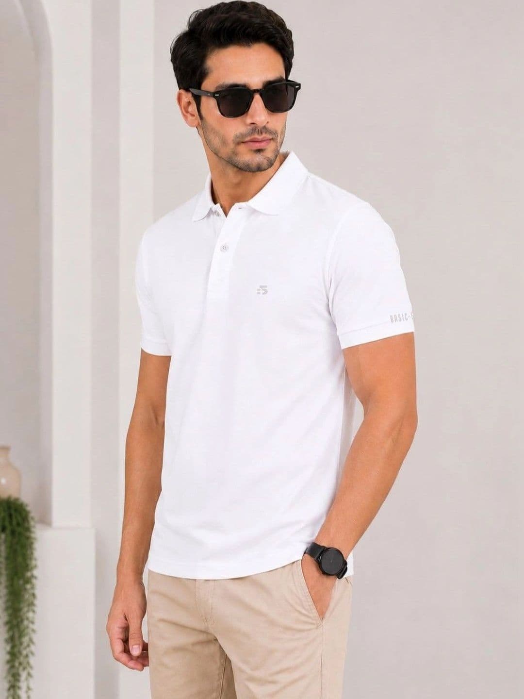 VELS CLOTHING Men Brand Logo Polo Collar Bio Finish T-shirt thumbnail 3