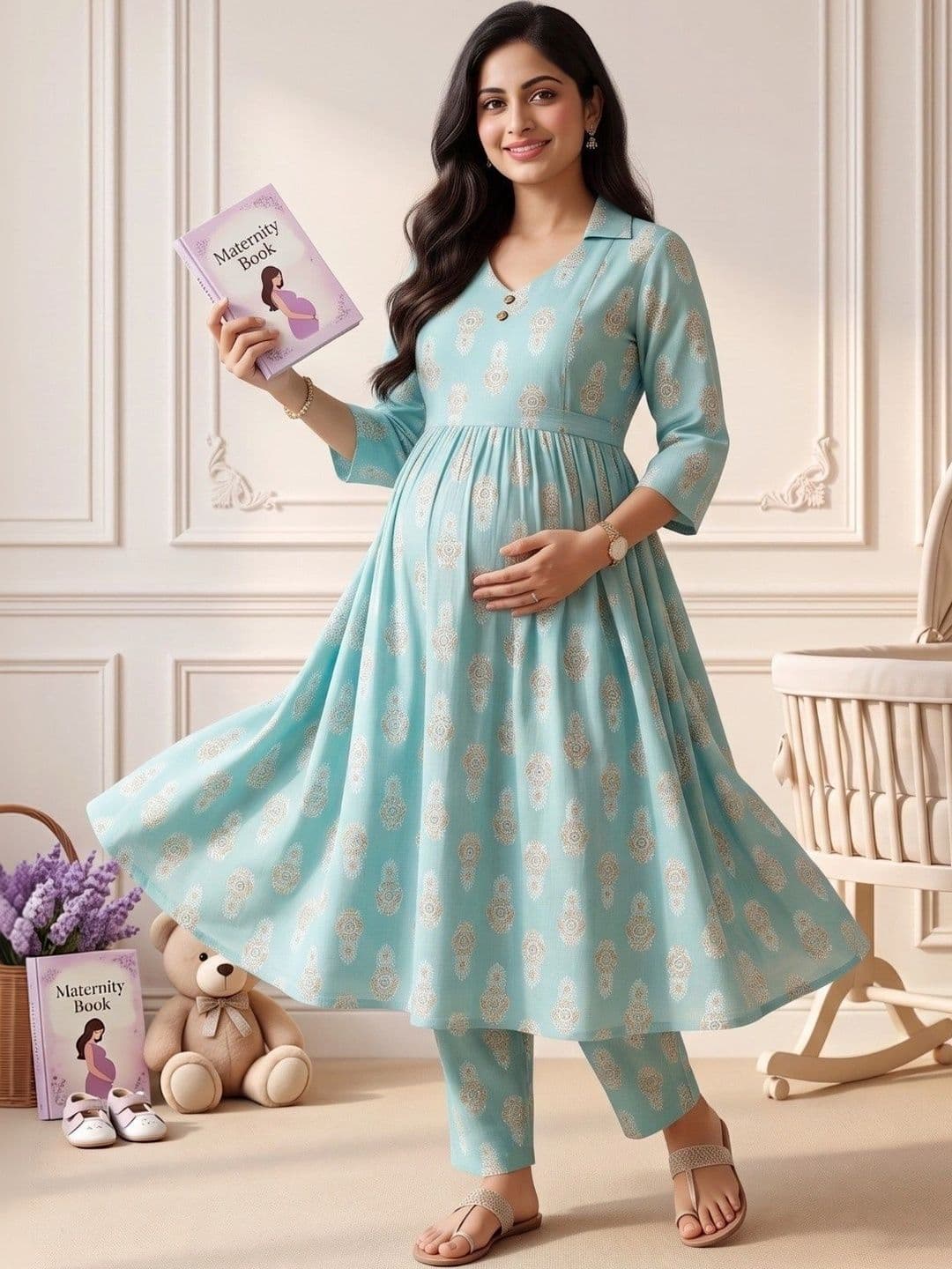 DUMMY SHAPE Women Ethnic Motifs Printed Empire Kurta with Trousers thumbnail 4