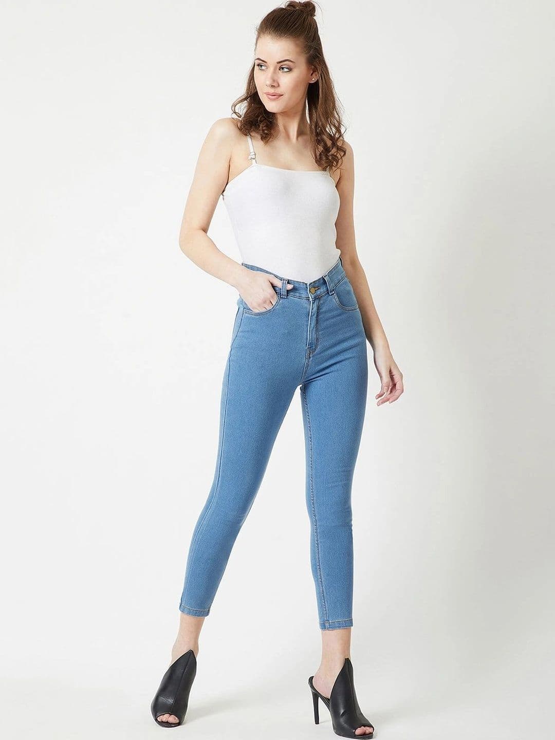 Mast & Harbour Women Skinny Fit High-Rise Light Fade Stretchable Jeans thumbnail 3