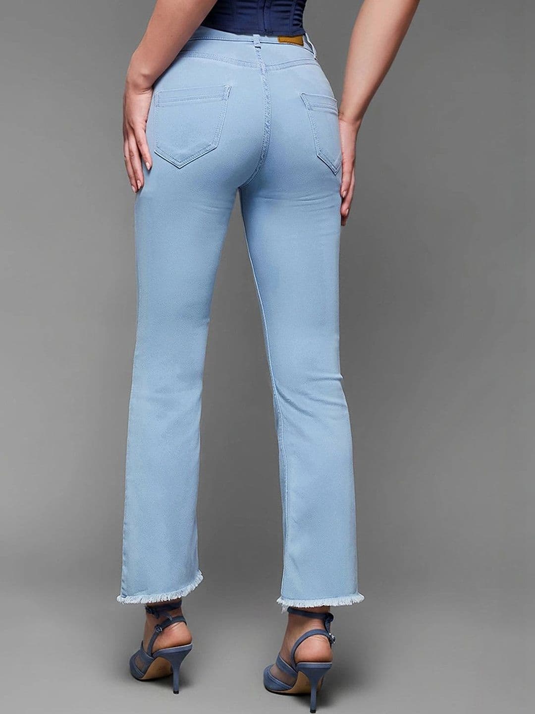Mast & Harbour Women Bootcut High-Rise Low Distress Heavy Fade Cuffed Hem Stretchable Jeans thumbnail 2