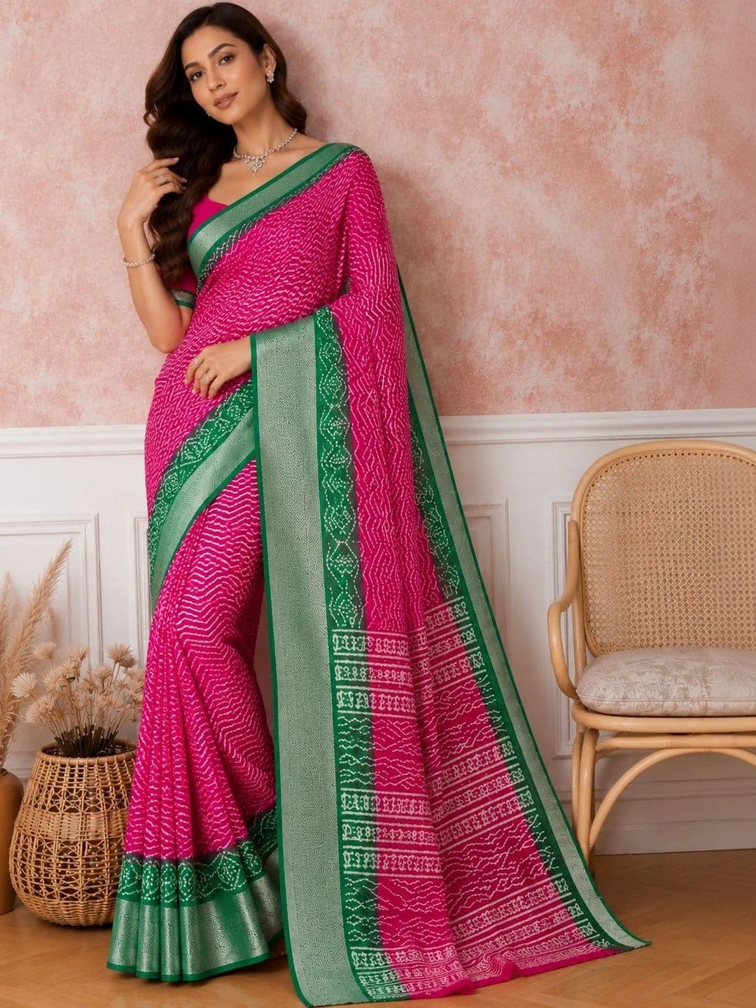 all about you Bandhani Silk Blend Designer Saree thumbnail 6