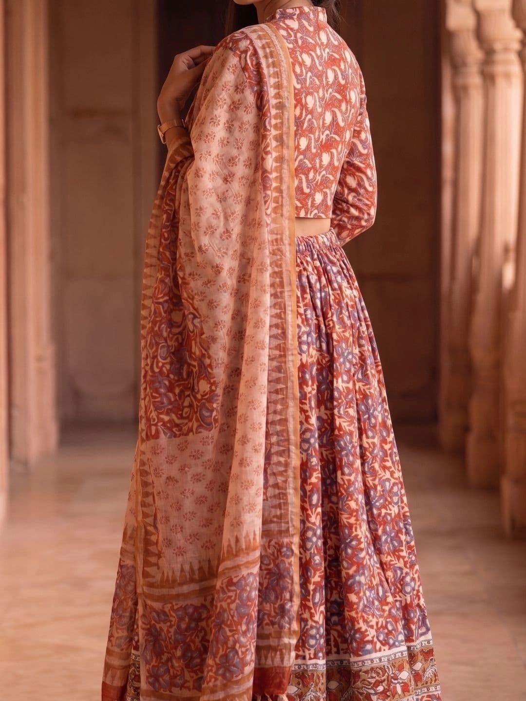 Avishya Printed Block Print Ready to Wear Lehenga & Blouse With Dupatta thumbnail 3