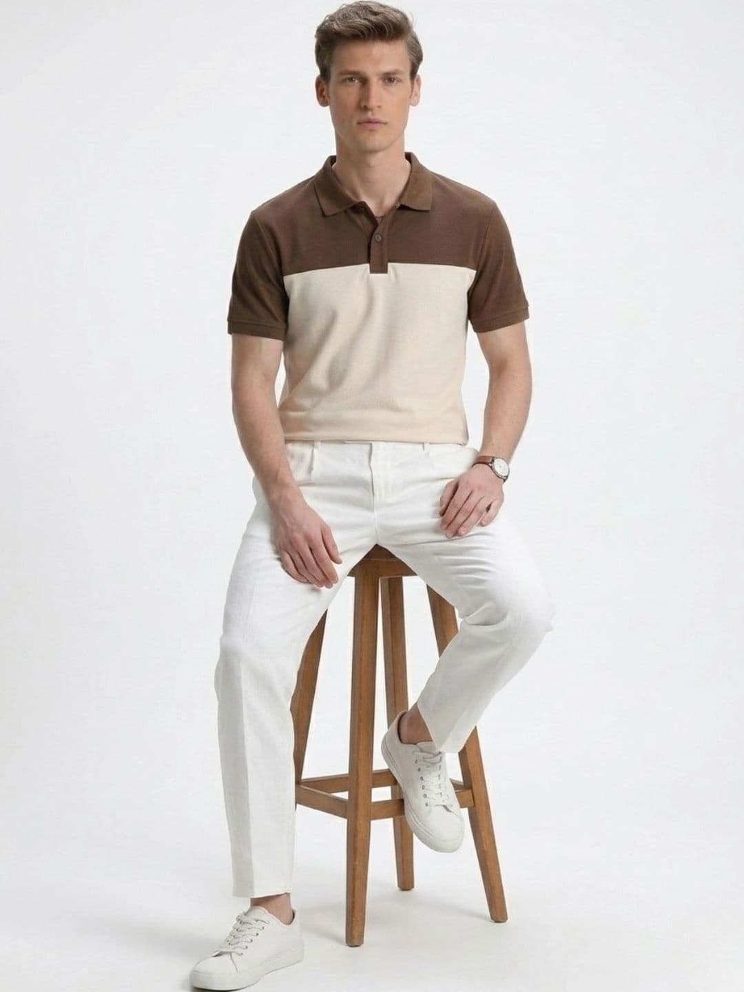 Kook N Keech Men Colourblocked Polo Collar T-shirt thumbnail 2