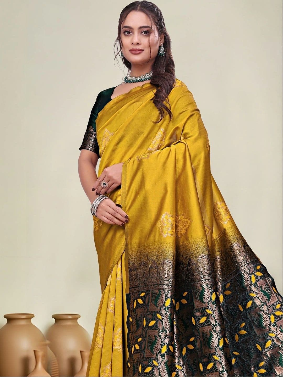 KALINI Woven Design Zari Silk Blend Saree thumbnail 5