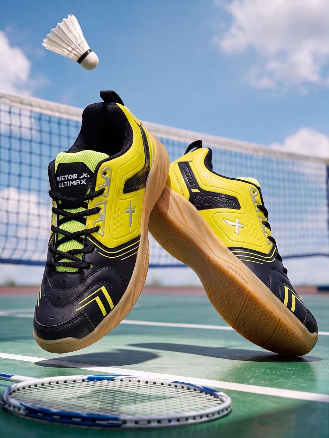 VECTOR X Ultimax Synthetic Leather Breathable Mesh With Crepe Rubber Sole Badminton Shoes - view 1