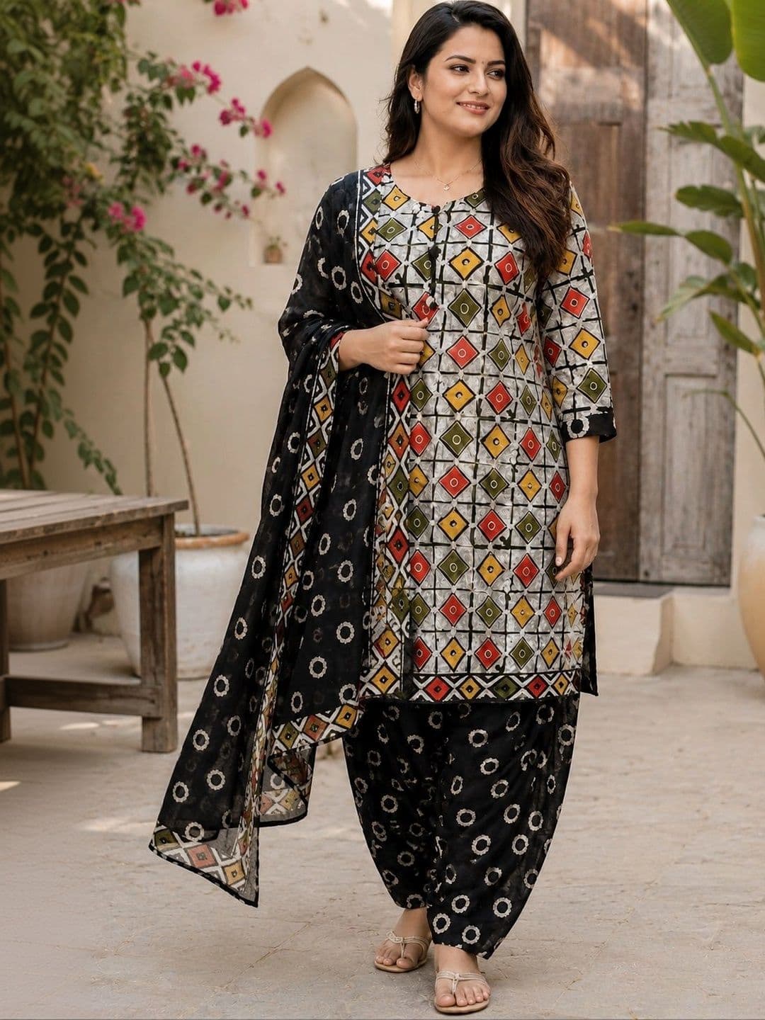 Moda Rapido Women Printed Regular Kurta with Patiala & With Dupatta - view 1