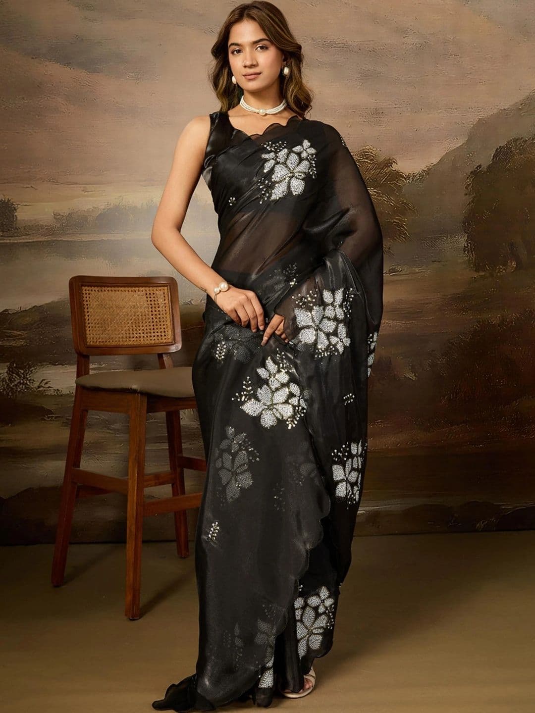 SZN Embellished Sequinned Art Silk Designer Saree thumbnail 5