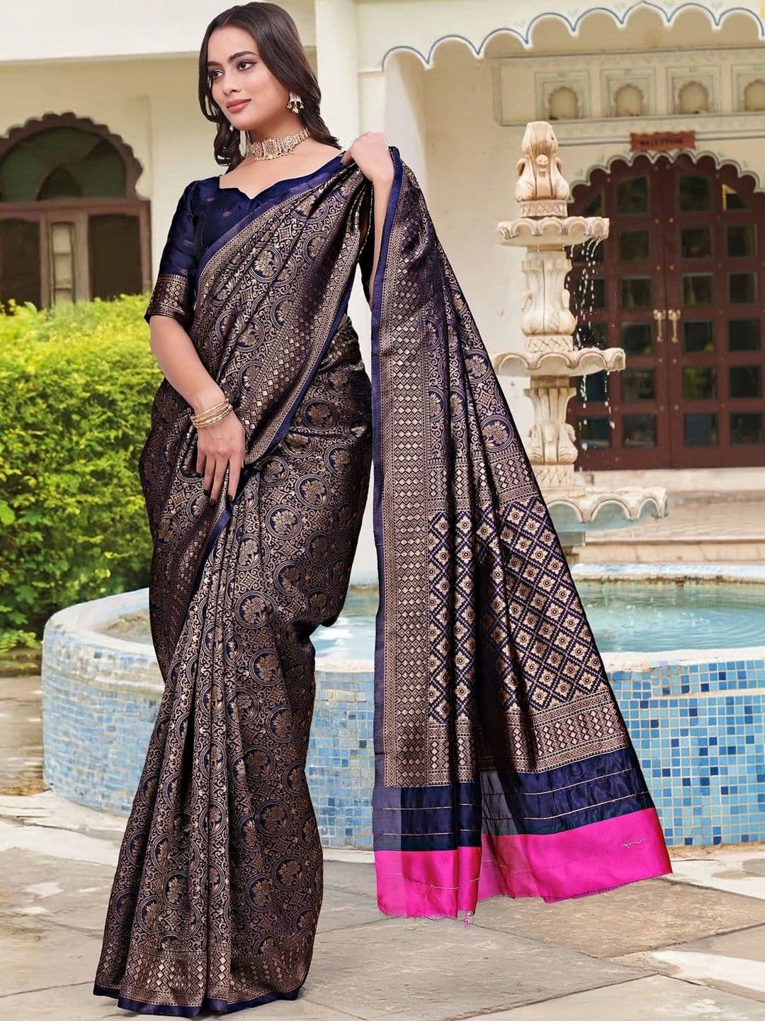 KALINI Woven Design Zari Silk Blend Saree thumbnail 6