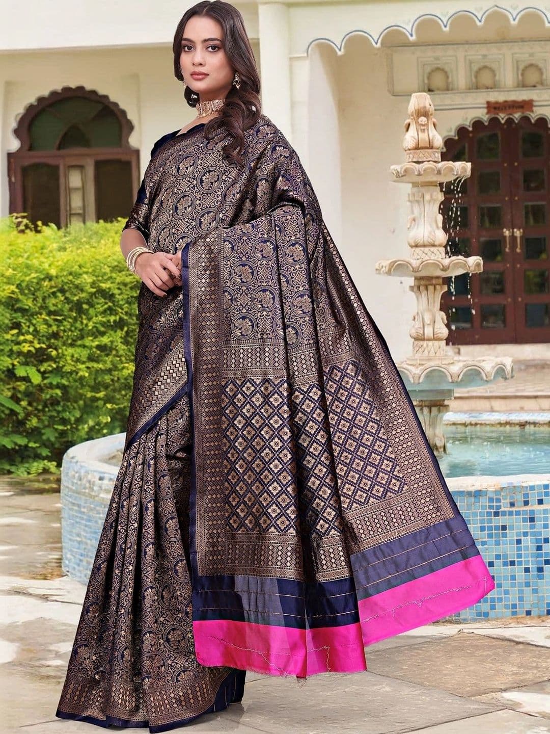 KALINI Woven Design Zari Silk Blend Saree thumbnail 5