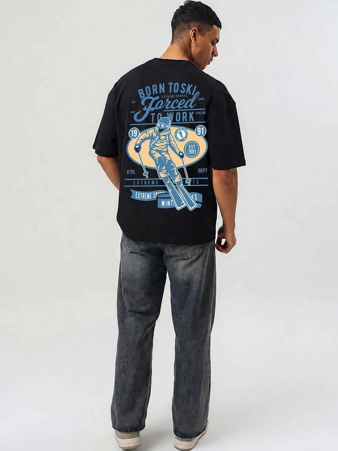 Mast & Harbour Men Printed Drop-Shoulder Sleeves T-shirt thumbnail 2