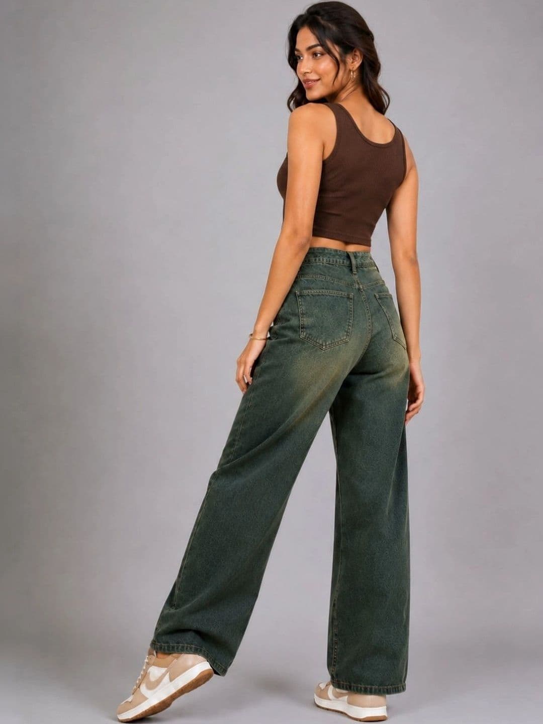 Moda Rapido Women Classic Wide Leg High-Rise Low Distress Jeans thumbnail 7