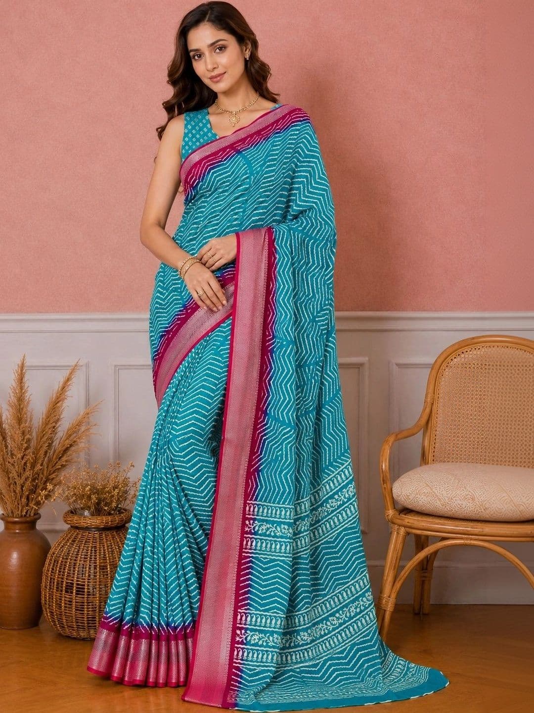 all about you Bandhani Silk Blend Designer Saree - view 1