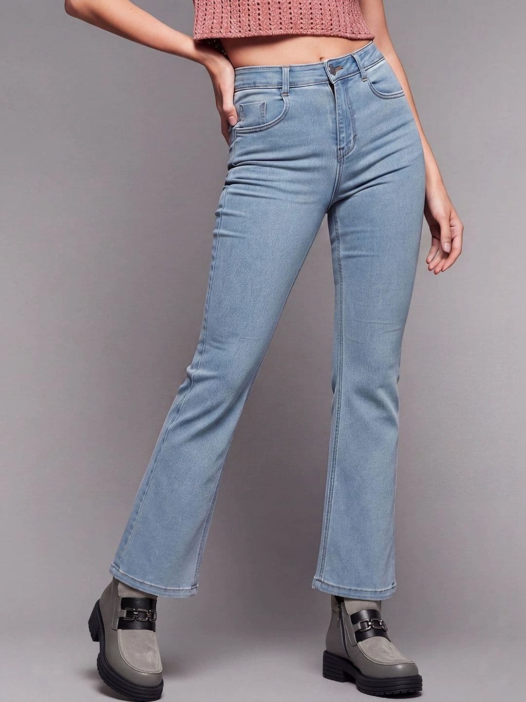 Mast & Harbour Women Bootcut High-Rise Heavy Fade Stretchable Jeans thumbnail 4