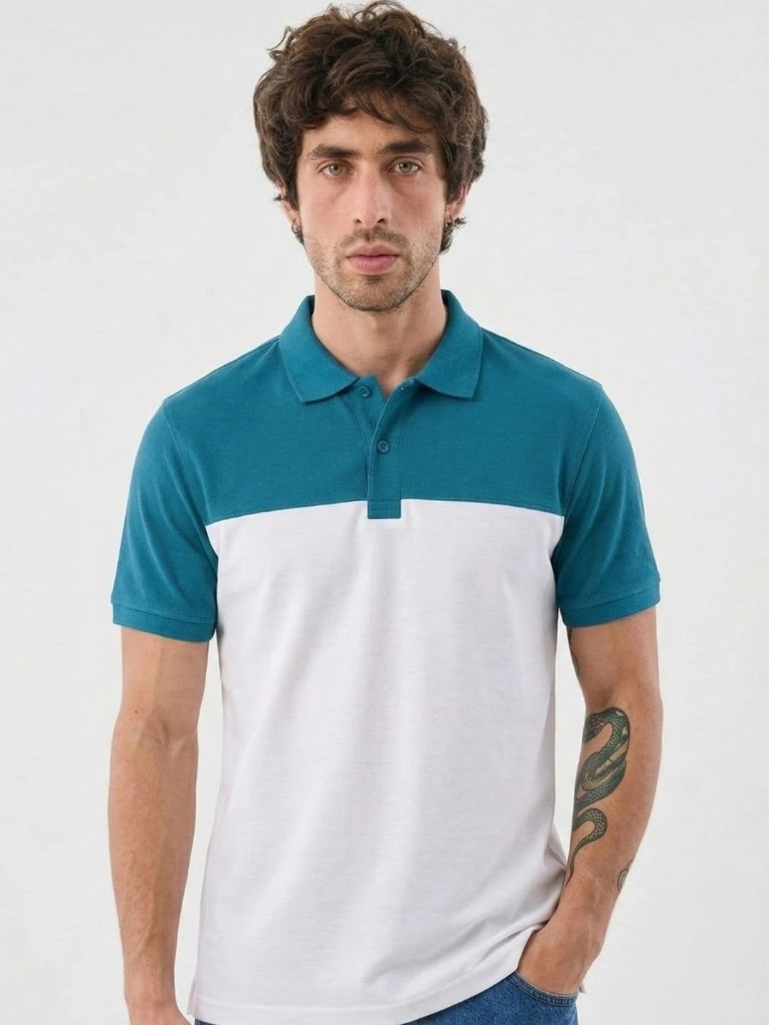 Kook N Keech Men Colourblocked Polo Collar T-shirt - view 1