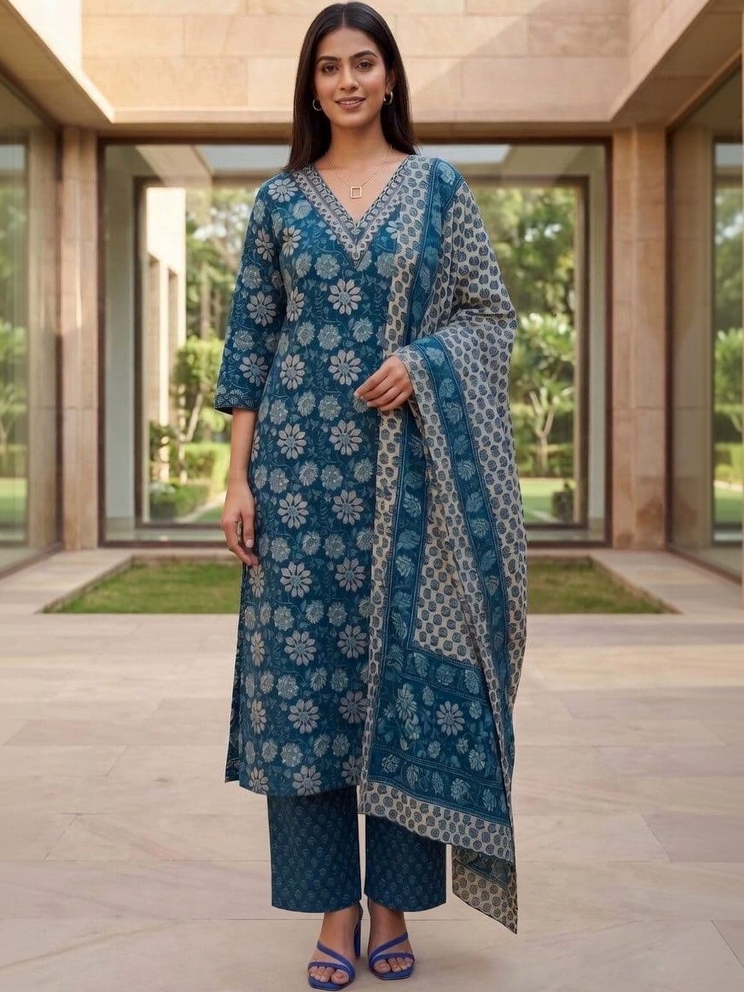 Moda Rapido Women Floral Printed Regular Kurta with Palazzos & With Dupatta - view 1