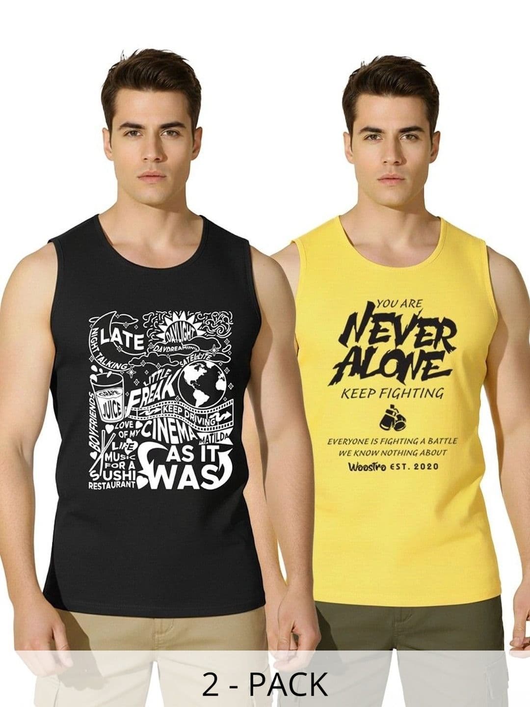SKY HARBOAR Pack of 2 Men Typography Printed T-shirt - view 1