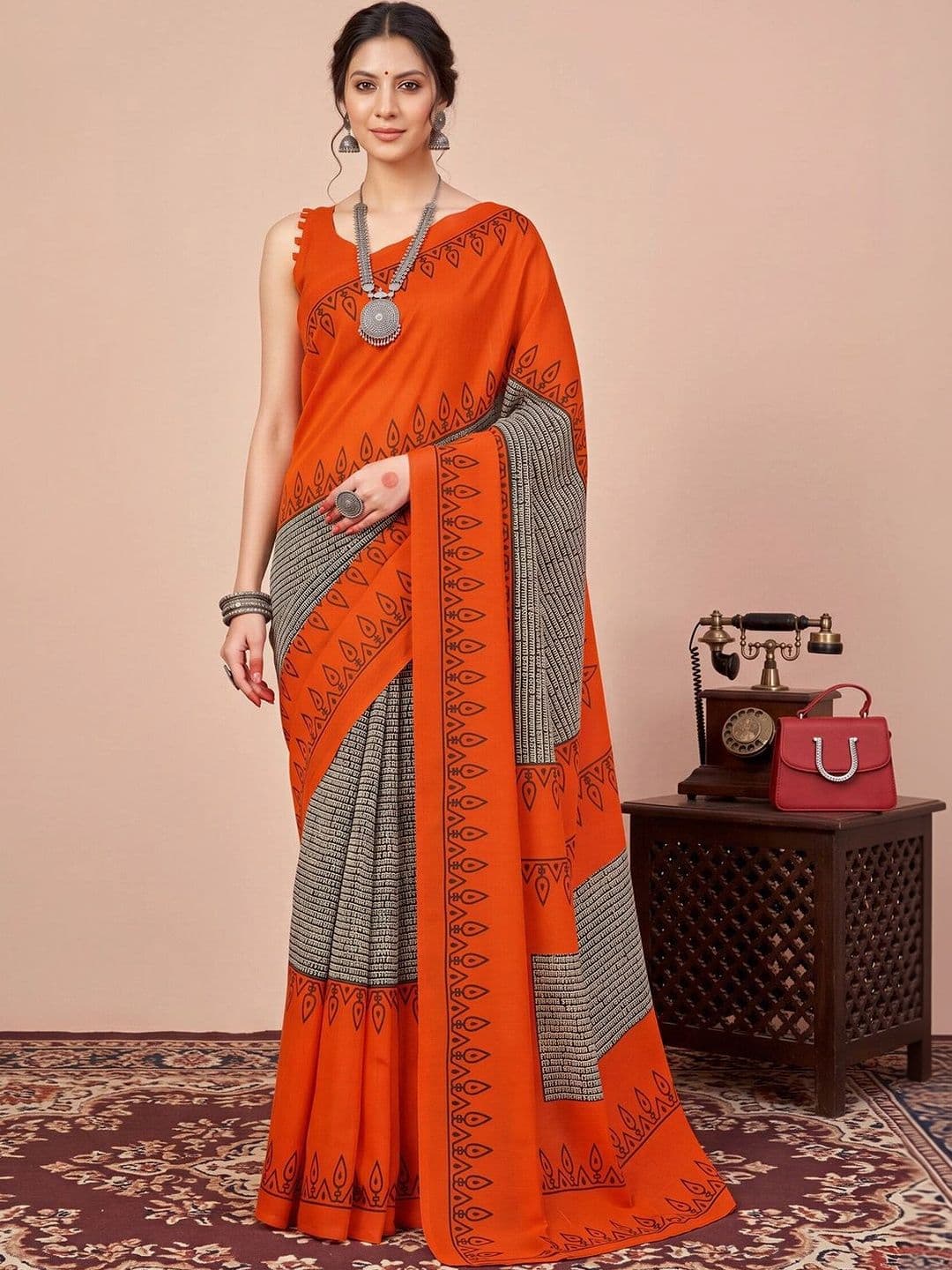 Anouk Ethnic Motifs Silk Blend Designer Bhagalpuri Saree - view 1
