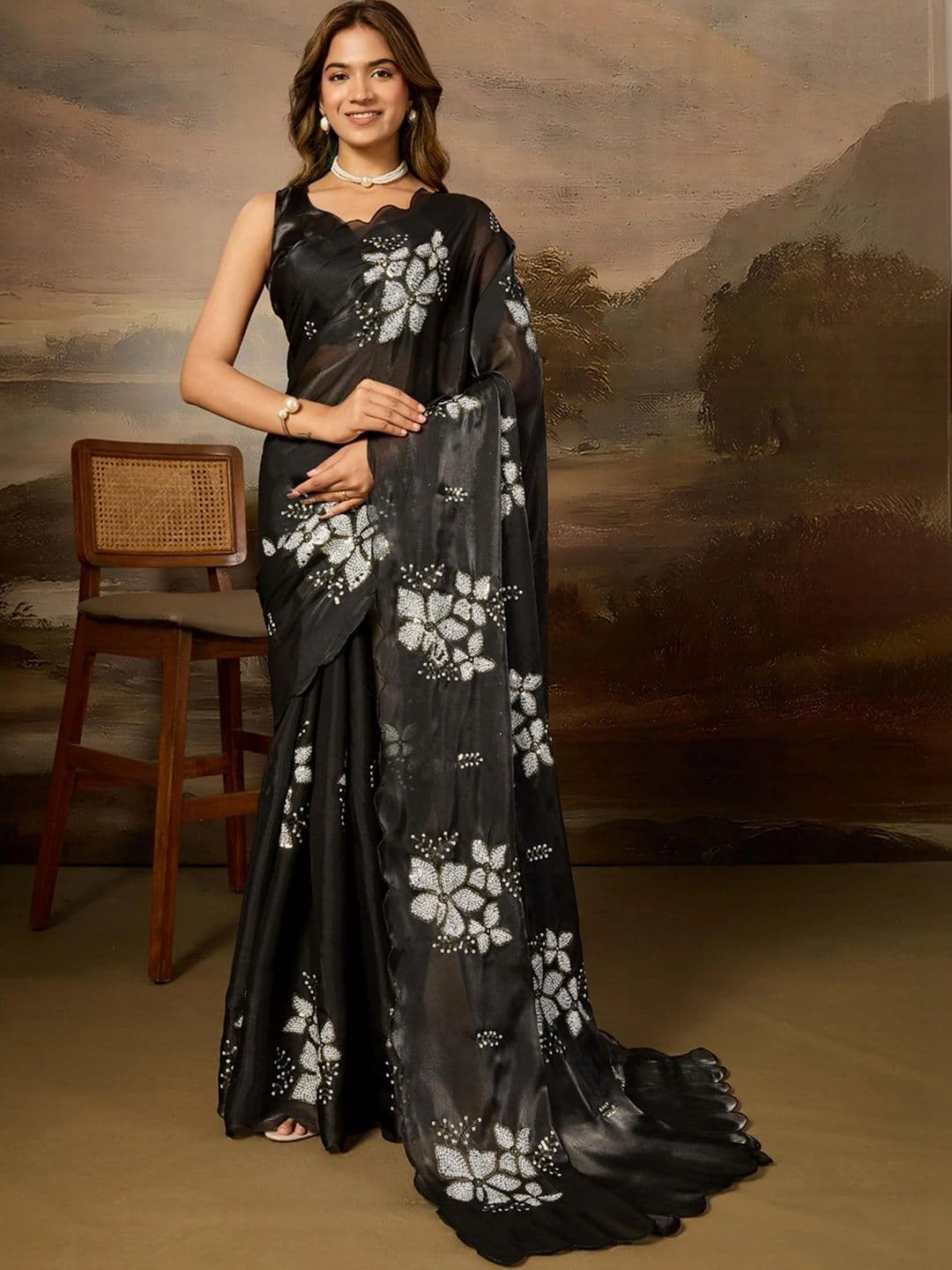 SZN Embellished Sequinned Art Silk Designer Saree - view 1