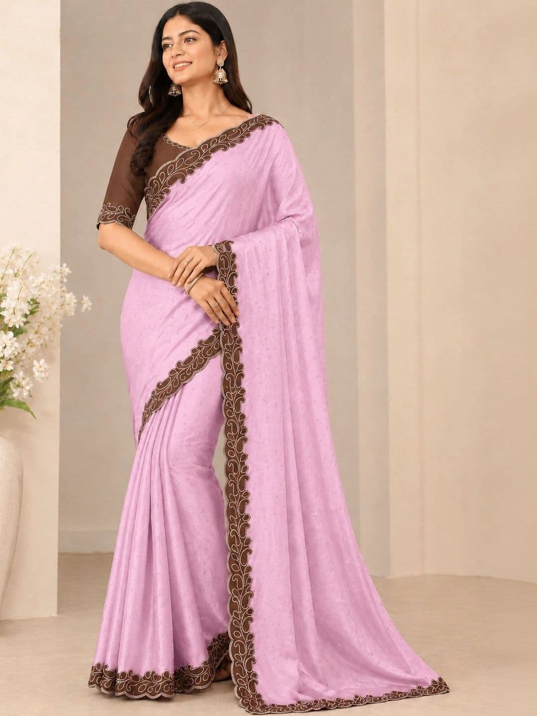NILRUDRA Embroidered Pure Georgette Banarasi Saree - view 1