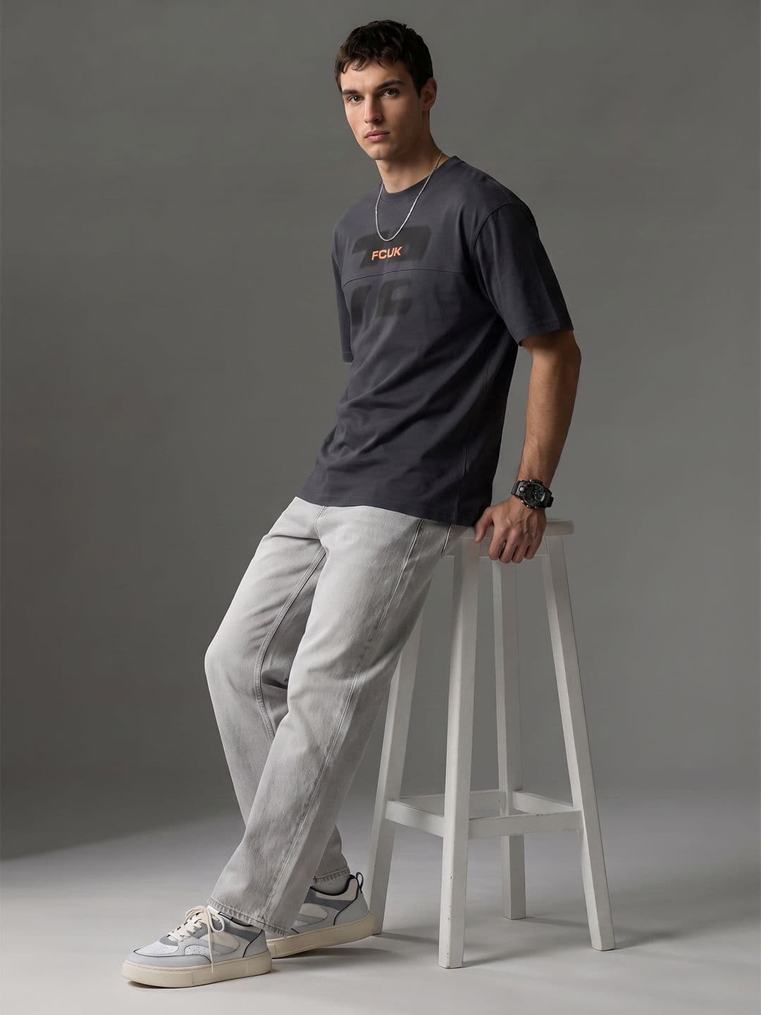 FCUK Oversized Typography Printed Pure Cotton T-shirt thumbnail 5