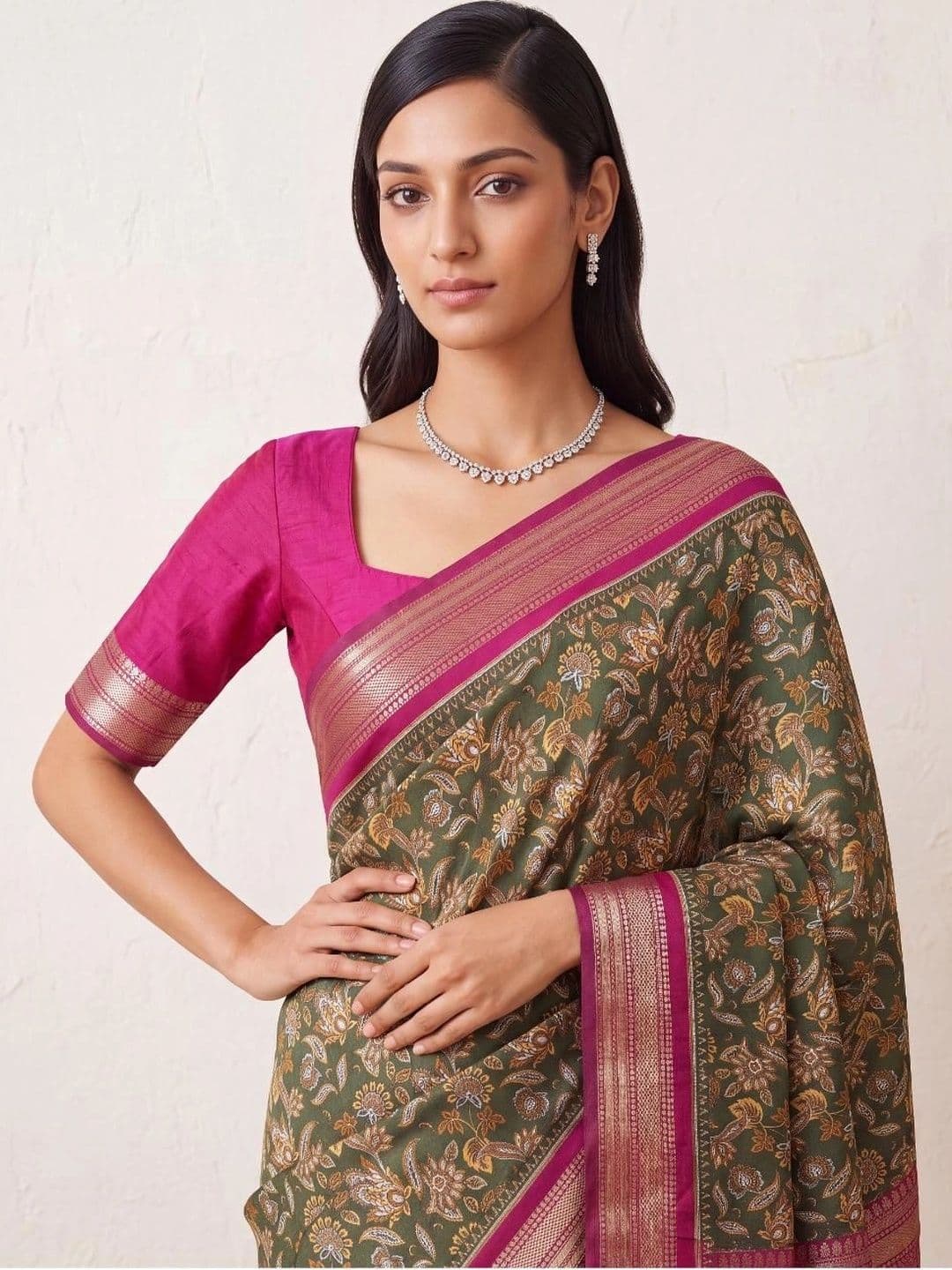 KRISHREE Paisley Silk Cotton Saree thumbnail 2