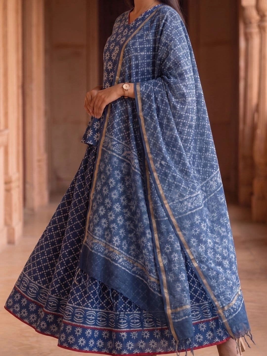 Avishya Printed Block Print Ready to Wear Lehenga & Blouse With Dupatta thumbnail 7
