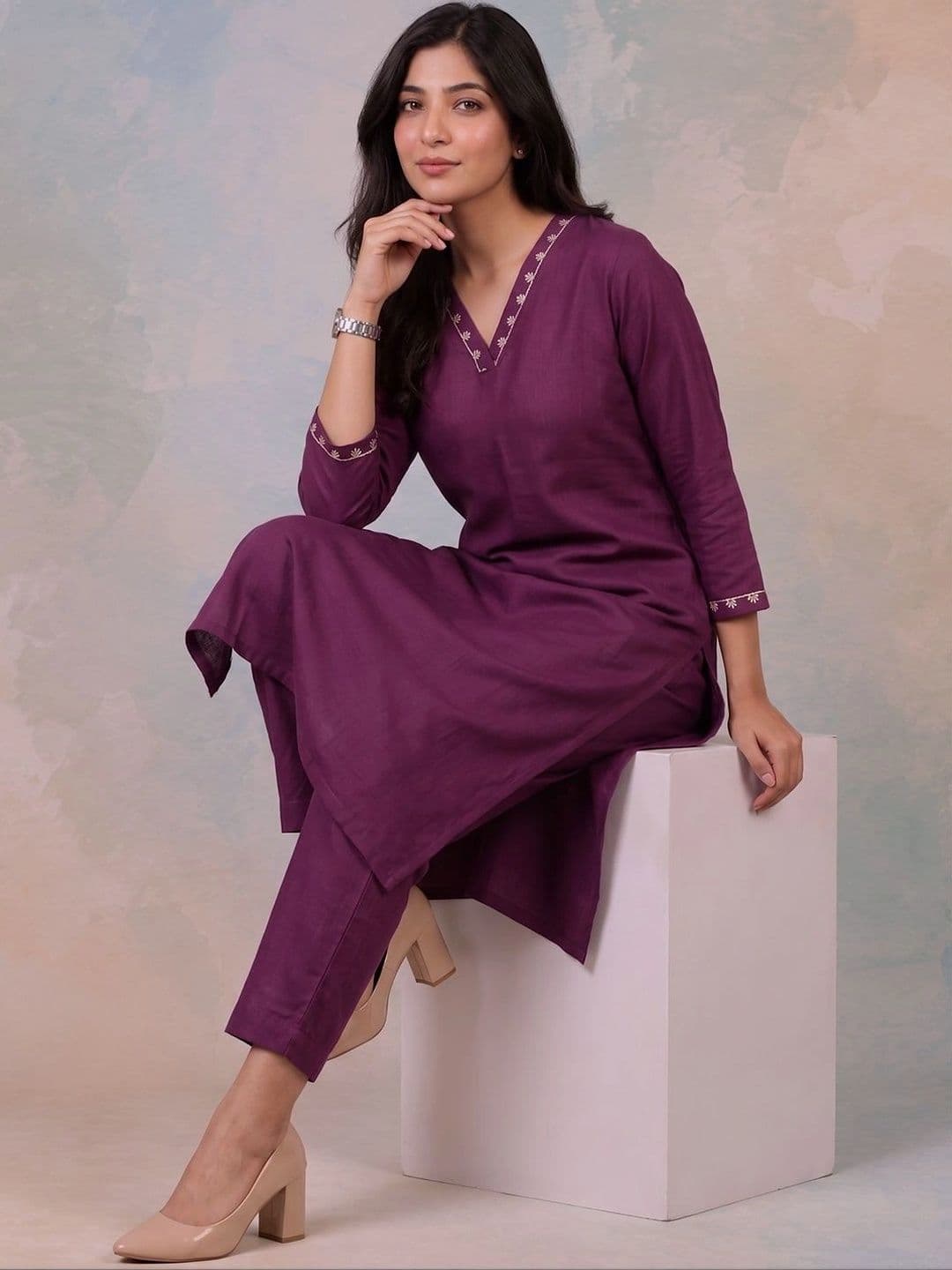 AADVIKA Women Ethnic Motifs Regular Thread Work Kurta with Trousers & With Dupatta thumbnail 5
