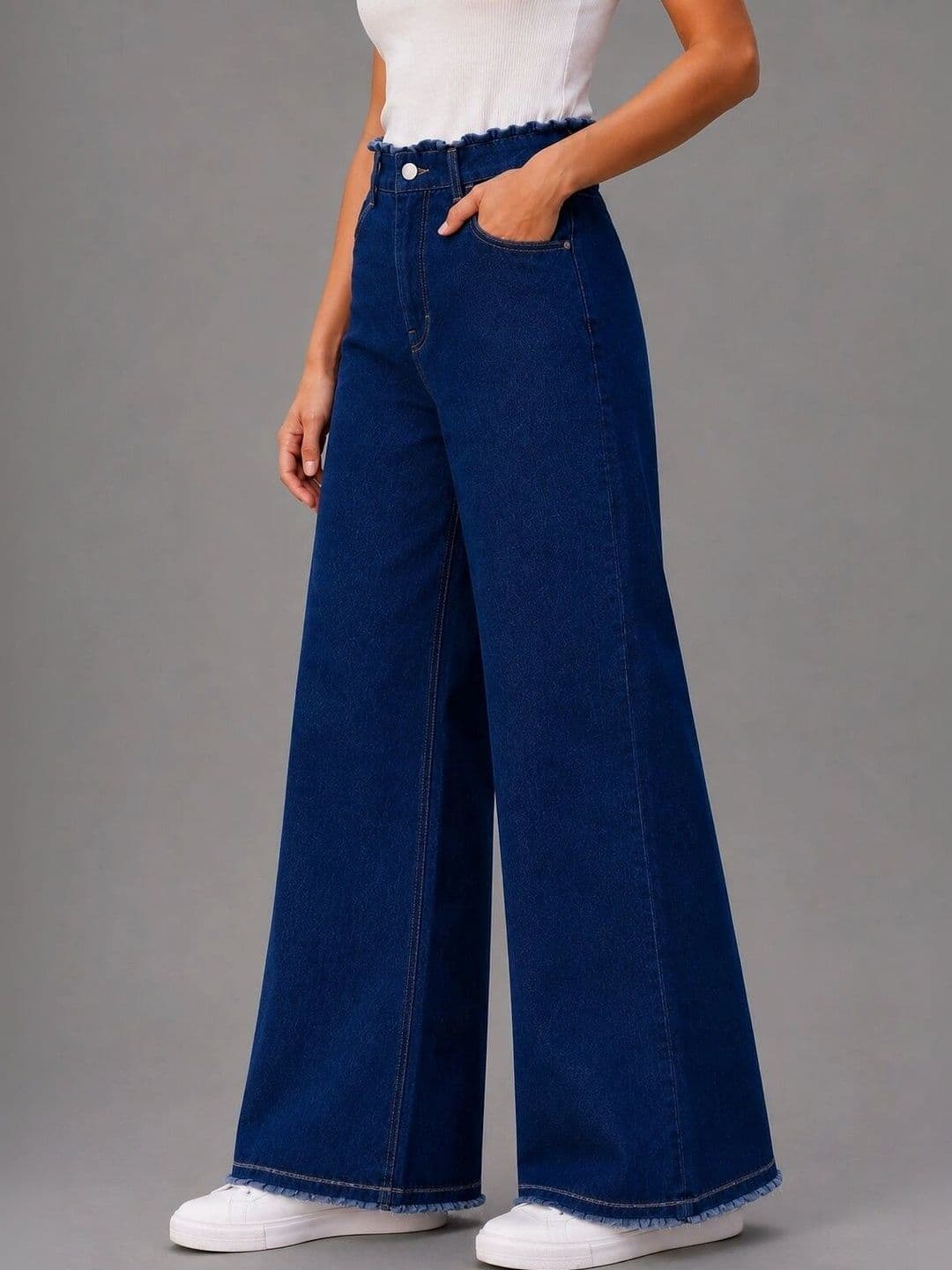 Mast & Harbour Women Comfort Wide Leg High-Rise Cuffed Hem Jeans thumbnail 5