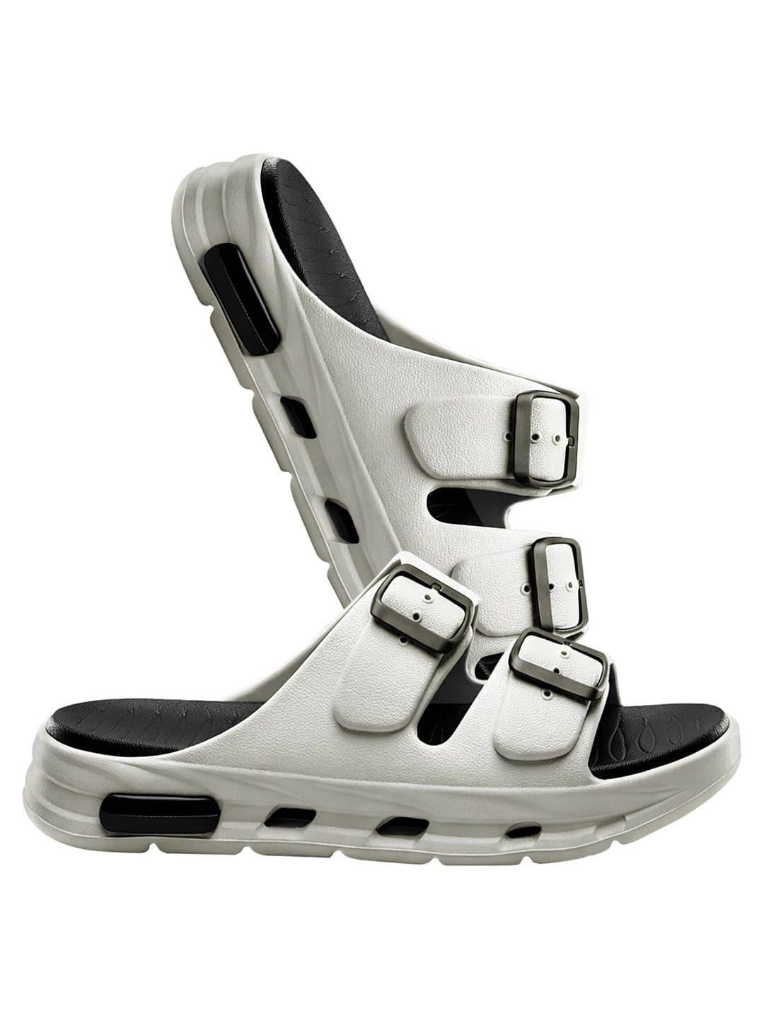 Bruton Men's White & Black Dual Buckle Straps Water-Resistant Sliders thumbnail 6