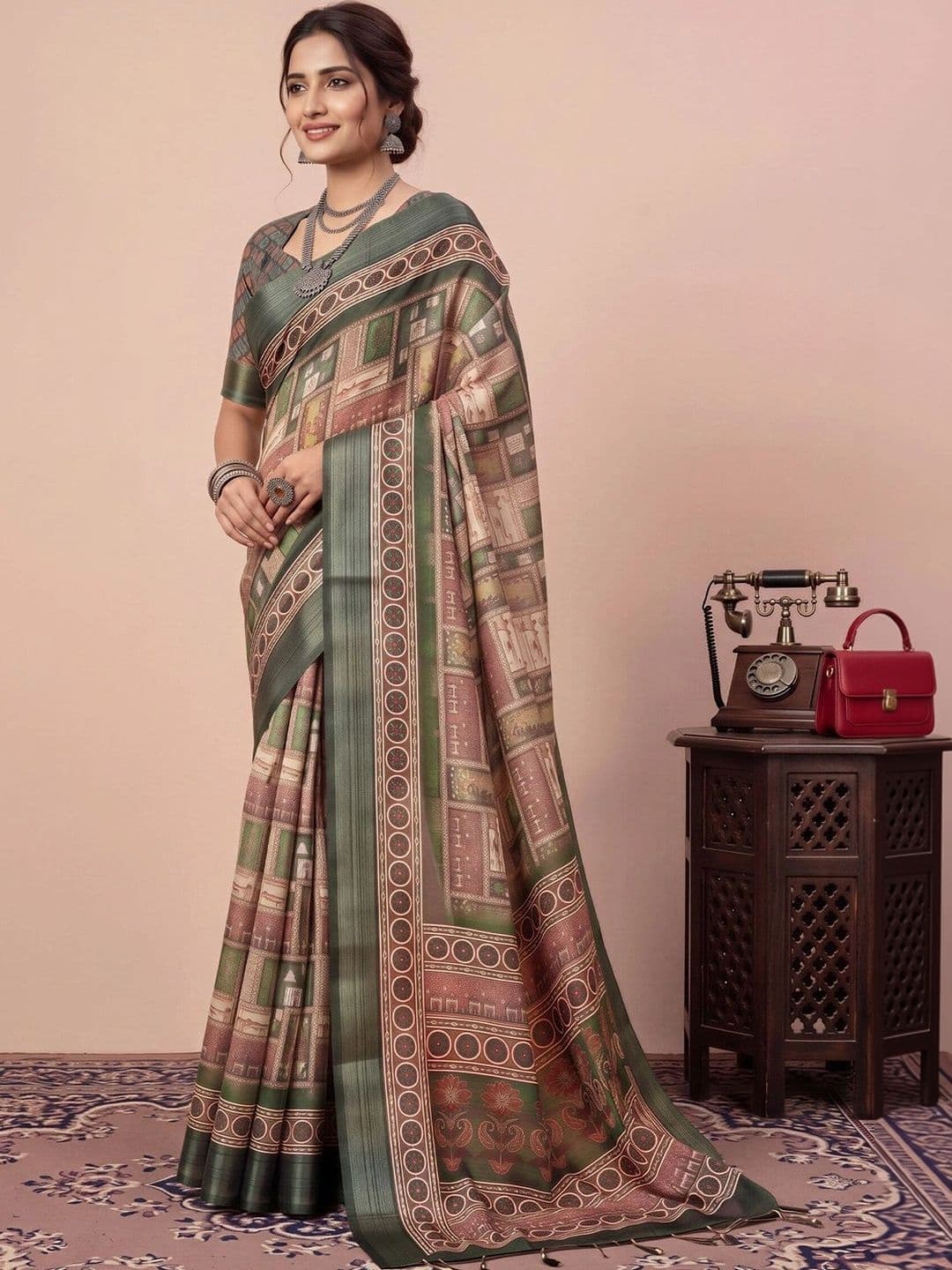 Anouk Zari Linen Blend Designer Saree thumbnail 4