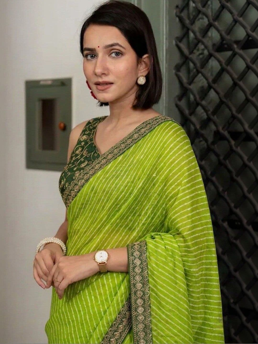 Mf Texo Striped Embroidered Poly Georgette Saree thumbnail 5