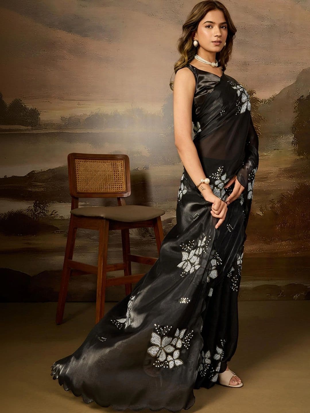 SZN Embellished Sequinned Art Silk Designer Saree thumbnail 2