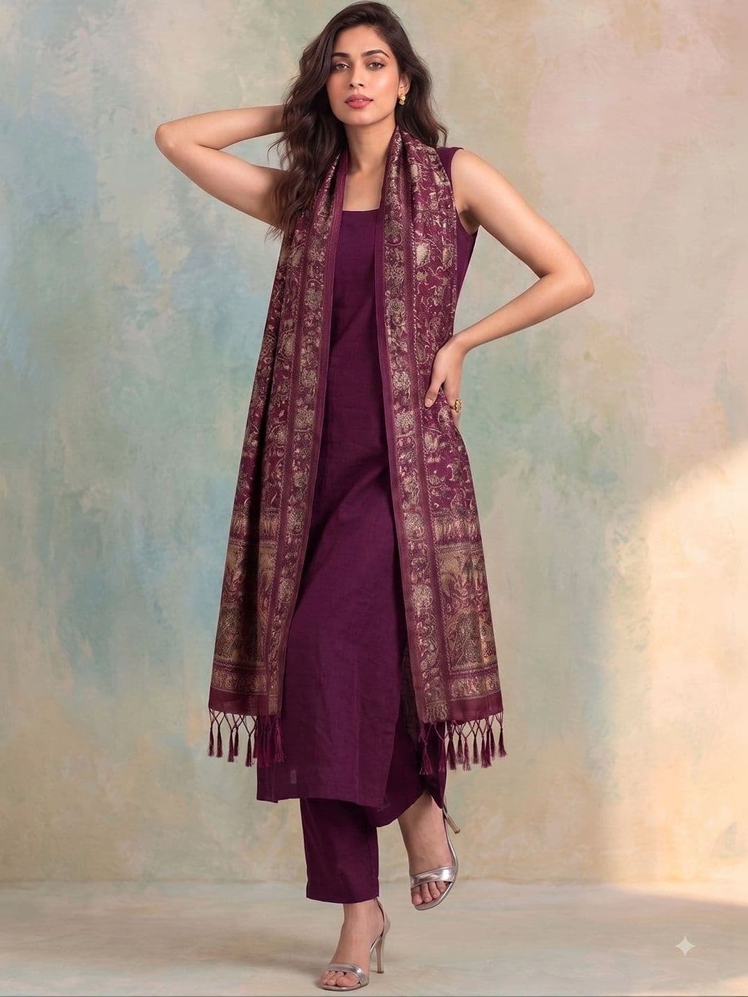 AADVIKA Women Ethnic Motifs Regular Kurta with Trousers & With Dupatta thumbnail 5