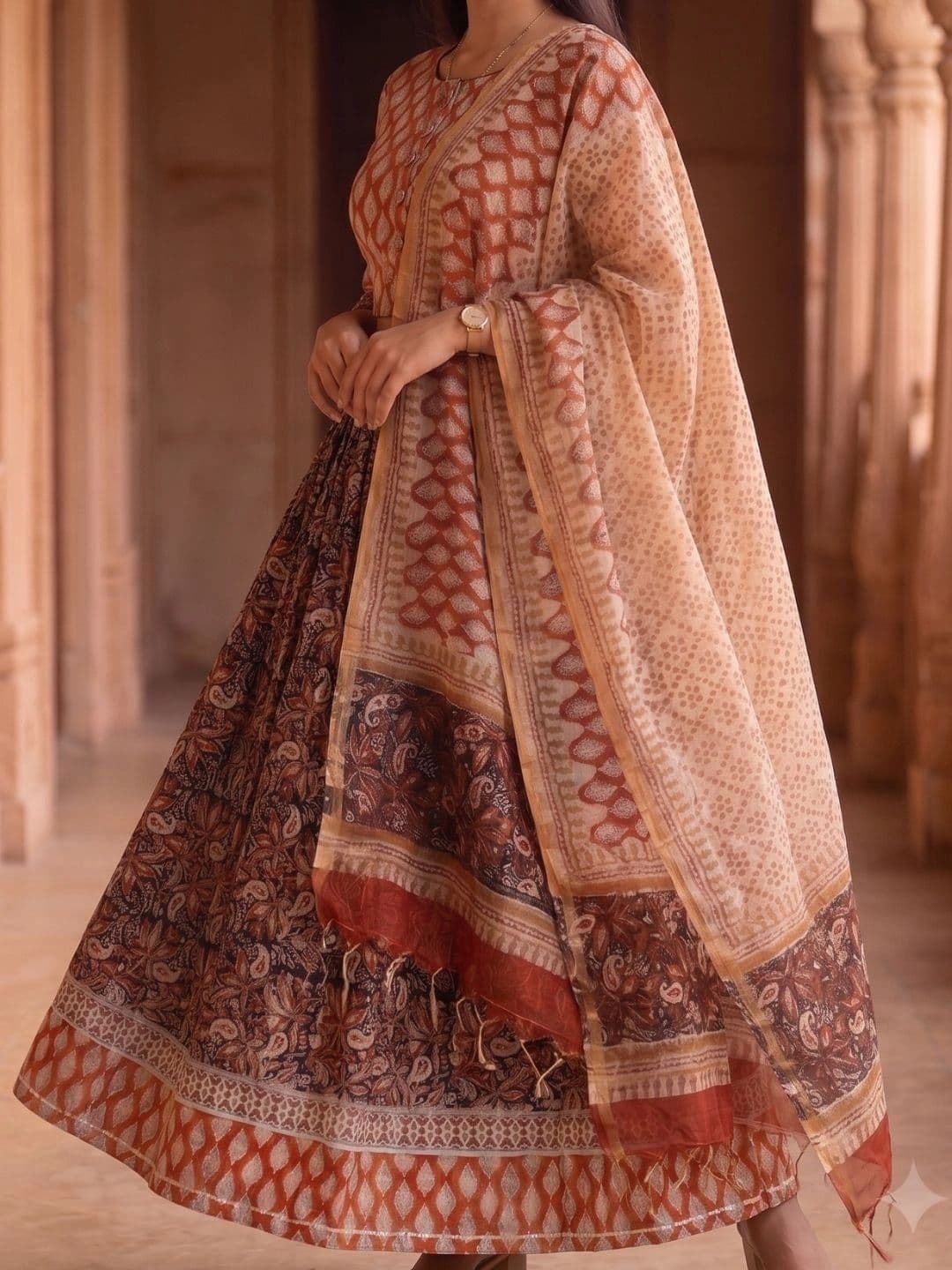 Avishya Printed Block Print Ready to Wear Lehenga & Blouse With Dupatta thumbnail 7