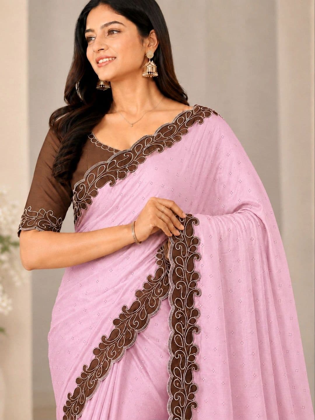NILRUDRA Embroidered Pure Georgette Banarasi Saree thumbnail 3