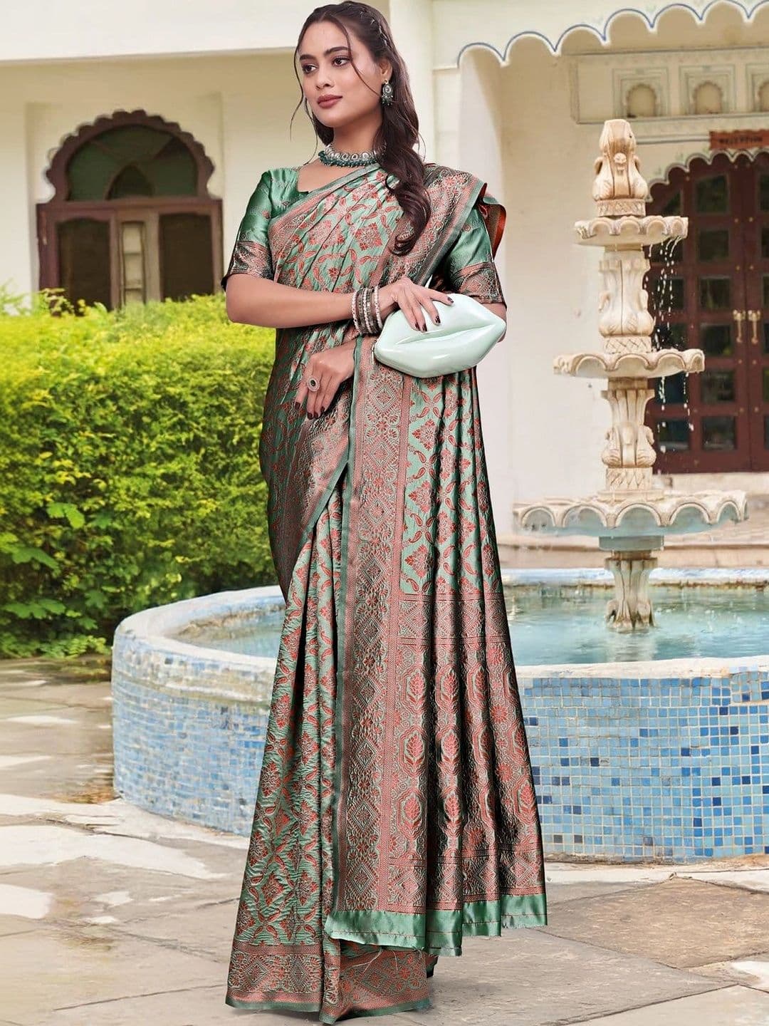 KALINI Floral Zari Silk Blend Saree thumbnail 2