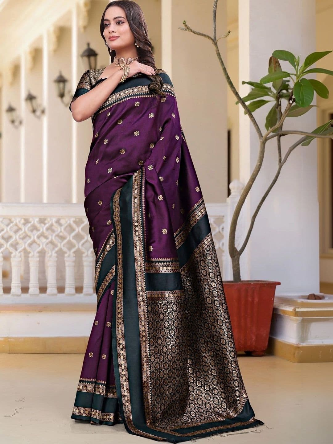 KALINI Woven Design Zari Silk Blend Saree thumbnail 3