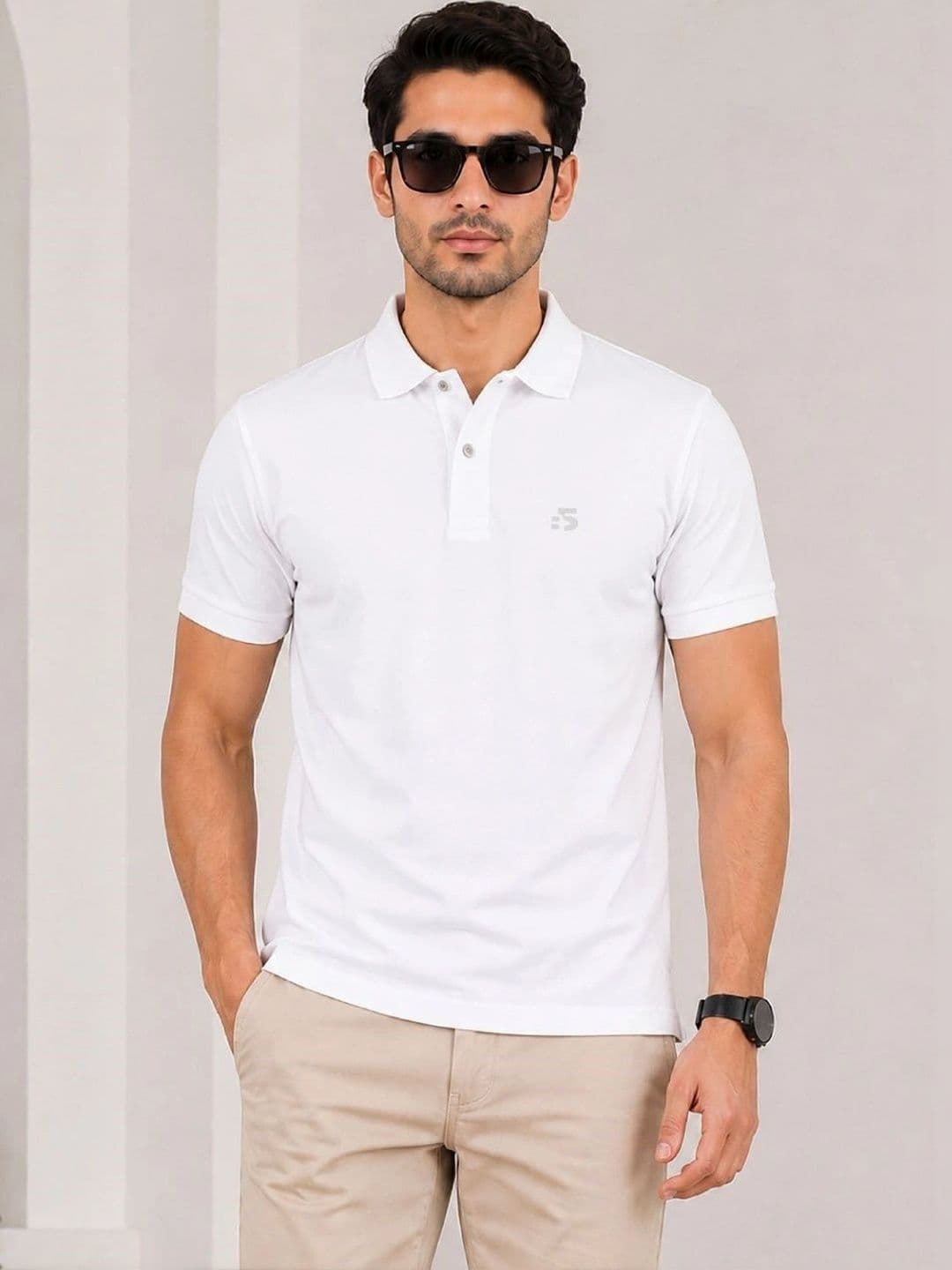 VELS CLOTHING Men Brand Logo Polo Collar Bio Finish T-shirt - view 1