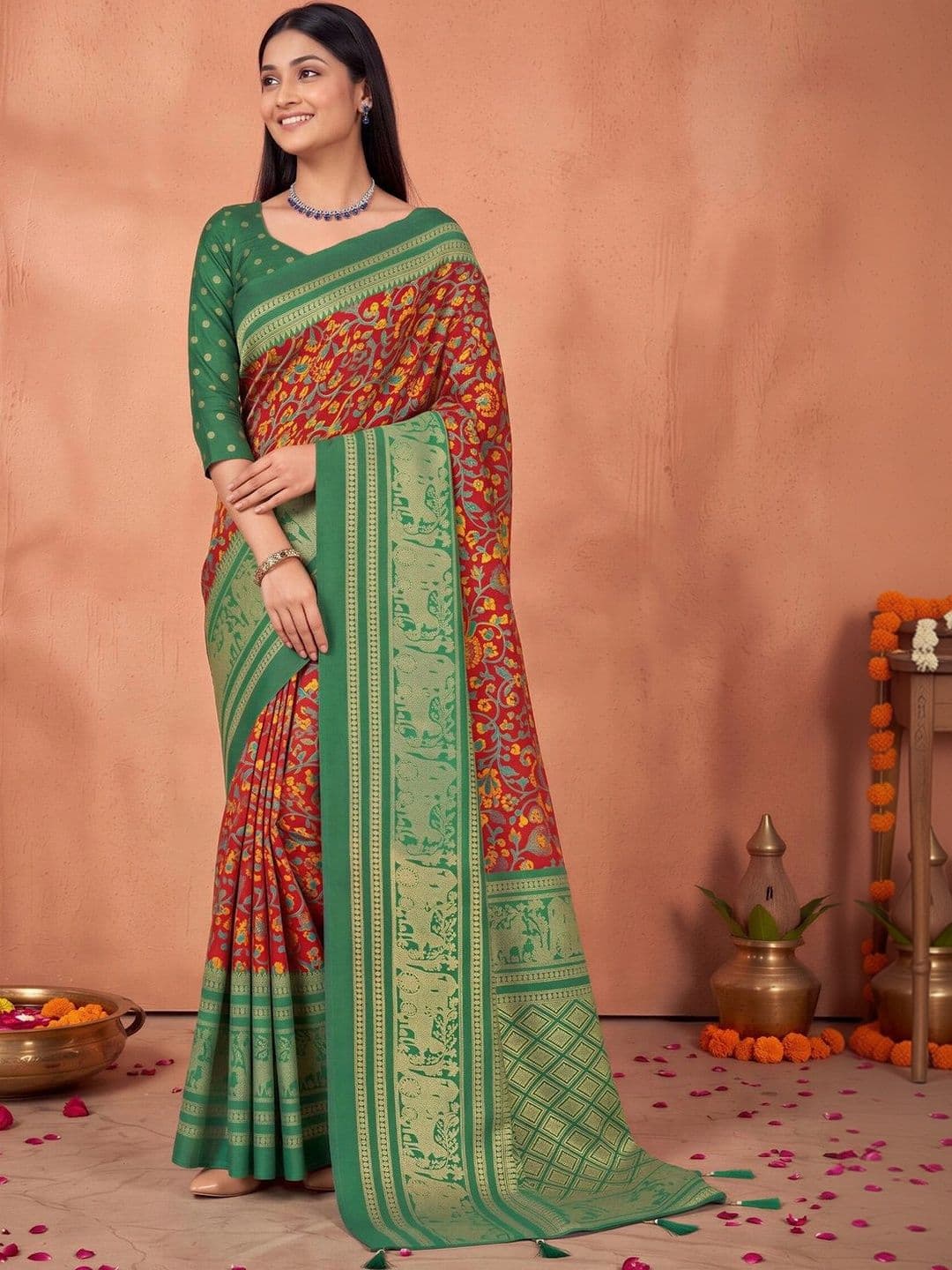 Anouk Ethnic Motifs Zari Designer Saree - view 1