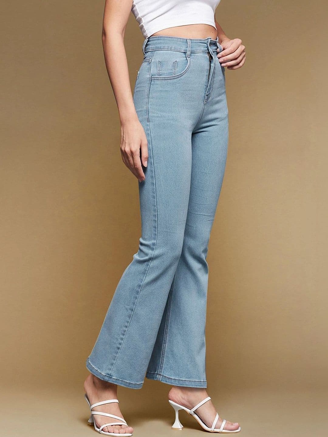 Mast & Harbour Women Bootcut High-Rise Heavy Fade Stretchable Jeans thumbnail 3