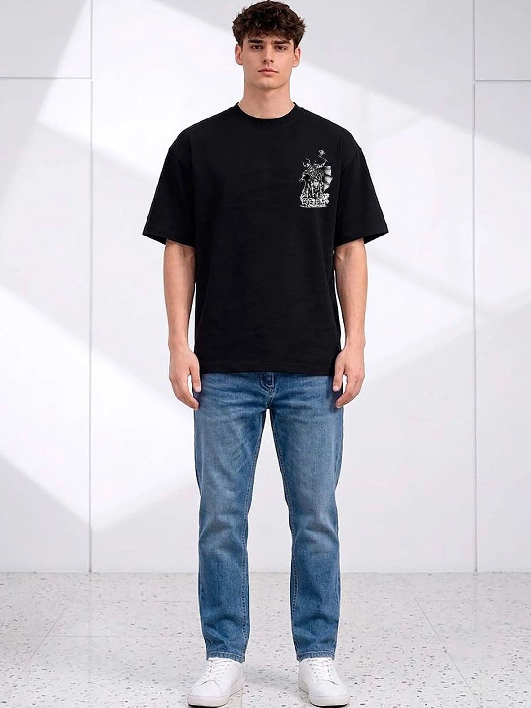 Mast & Harbour Men Printed Drop-Shoulder Sleeves T-shirt thumbnail 2