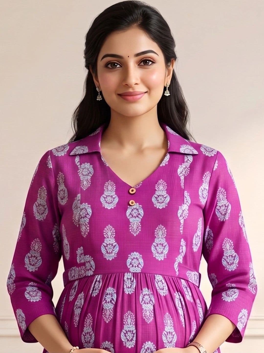 DUMMY SHAPE Women Ethnic Motifs Printed Empire Kurta with Trousers thumbnail 5