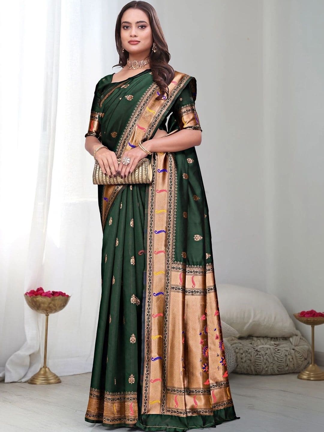KALINI Woven Design Zari Silk Blend Saree thumbnail 3