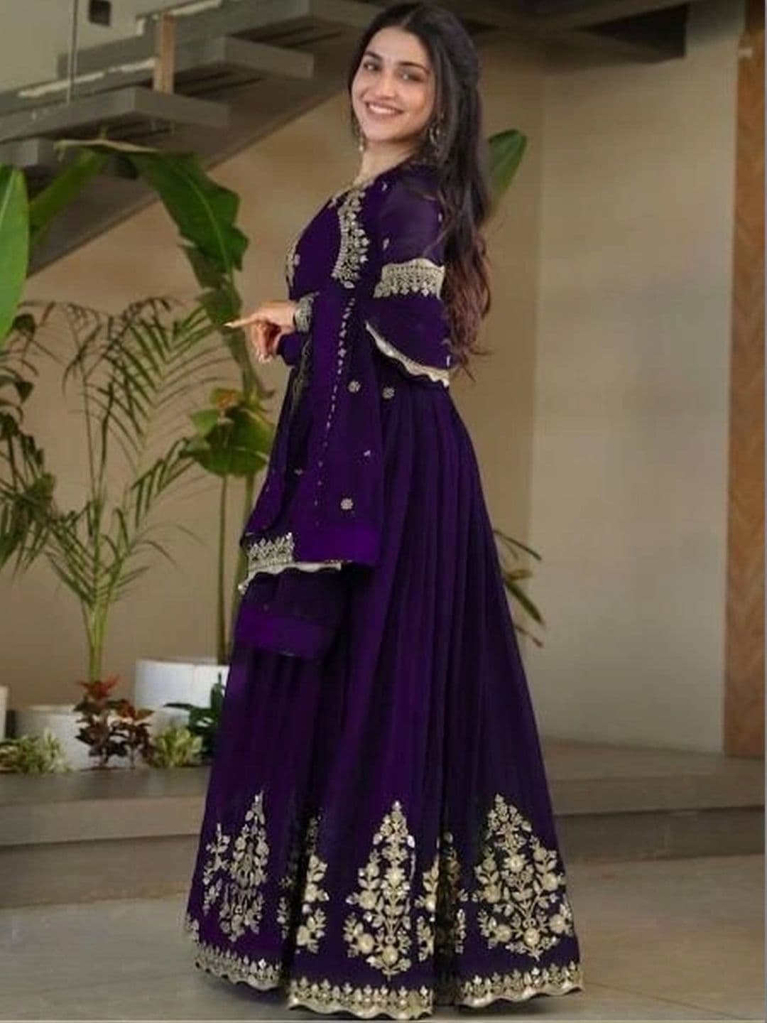 all about you Women Floral Embroidered Empire Mirror Work Kurta with Pyjamas & Dupatta thumbnail 2